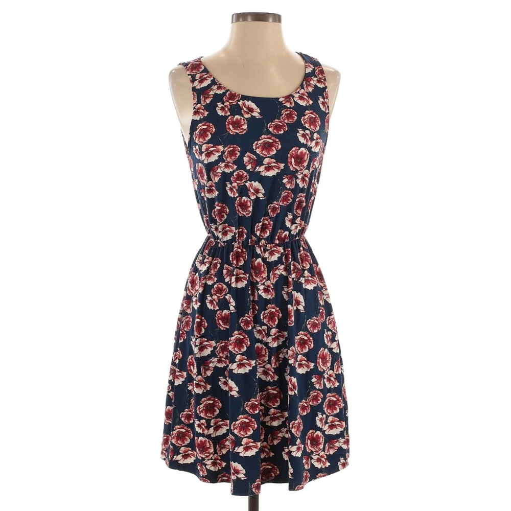 French Grey Stitch Fix Evalynn Sleeveless Brushed Knit Dress Navy Floral Size L